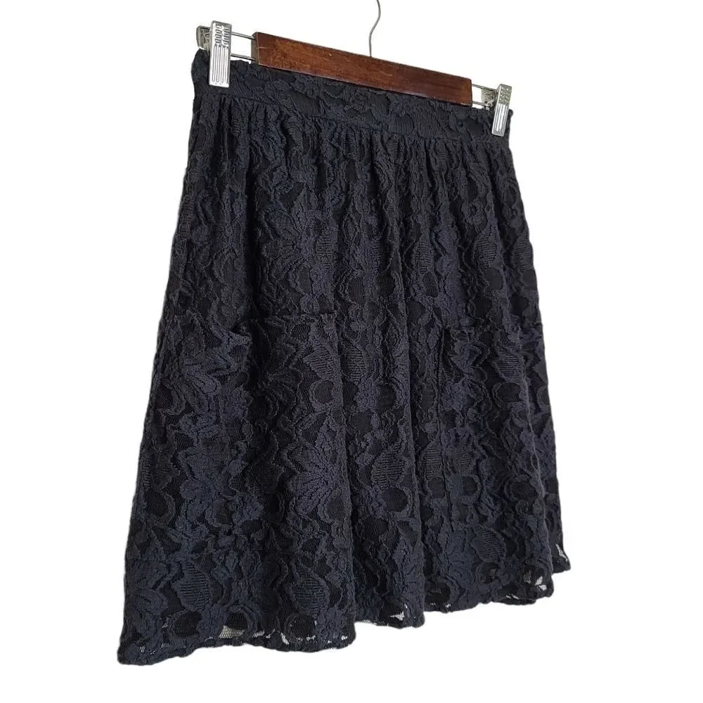 Kimchi Blue | Black Lined Lace Pocket Skirt | 2 - Picture 7 of 14